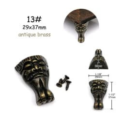 4pcs Jewelry Chest Wood Box Gift Wine Case Decorative Feet Leg Corner Protector Support Bracket with screws Golden Silver Bronze