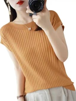 2024 New One Word Neck Ice Silk Knitted Short Sleeve Women's Summer Thin Wear Versatile T-shirt Top Loose Half Sleeve