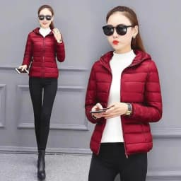 Women's Short Lightweight down Cotton Jacket Black Hooded Coat Autumn Winter Outerwear Large Size Comfortable Warm Coat