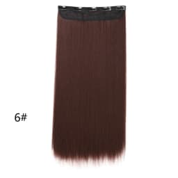 WIGSIN 60cm Synthetic Long Straight Clip In One Piece Hair Extension 5 Clips Brown Black Heat Resistant Fake Hair for Women