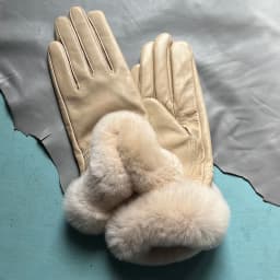 Autumn winter women's genuine leather gloves 100% real rex rabbit fur genuine sheepskin mittens black red blue pink