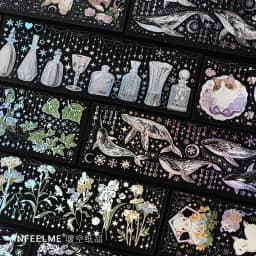 3 Sheets/pack PET Stickers Pick Up Fun In The Wild Rabbit Whale Green Plants Handbook Decorative Stickers