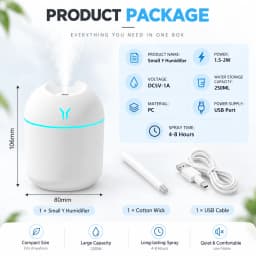 250ML Mini USB Air Humidifier Aroma Diffuser Essential Oil Cool Mist Maker RGB LED Night Light Quiet for Home Car Office Bedroom
