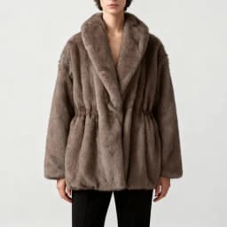 IG 2025 New Women's Casual Warm Cropped Coat With Drawstring Autumn Winter Design Outerwear Polyester Spandex Street Style