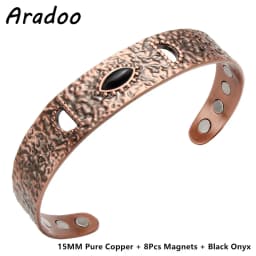 ARADOO Vintage Style Pure Copper Cuff Bracelets with 3500 Gauss Neodymium Magnetic Therapy Bangle Jewelry Gifts