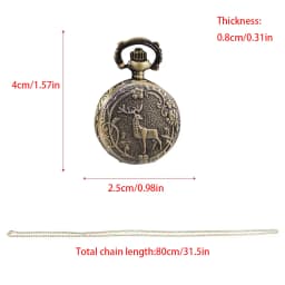 Bronze Delicate Deer Clamshell Pocket Watch Necklace Small Pocket Watch Gift Pocket Cheap Children's Toys