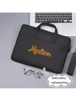 Custom Laptop Bag 14.96 Inch Personalized Name Embroidery Briefcase Women Men Business Shoulder Handbag Sleeve Case Cover Bag