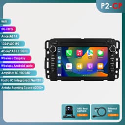 Hizpo 2Din Android 14 Car Multimedia Player Radio for GMC Chevrolet Chevy Yukon Tahoe Suburban Sierra Acadia Automotivo GPS Navi