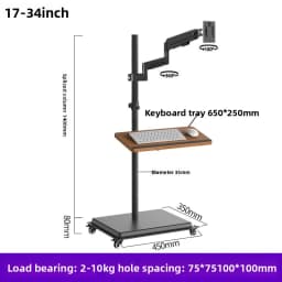 Adjustable Mobile Standing Desk Riser with Ergonomic Monitor Arm and Keyboard Tray