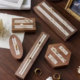 Walnut Ring Display Plate Jewelry Display Stand Black Beige Ring Holder Jewelry Bottom Storage Organizer Photography Props