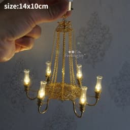 1/6 1/12 Scale Dollhouse Retro European Style Mini LED Lamp Double-head Flower Ceiling Light Lamp Wall Light Decor Toy