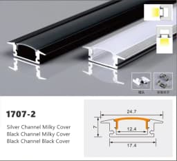 0.5m U/W Style LED Aluminum Profile Black Silver Channel Holder PC Cover Bar Lamp For Cabinet Closet Decor Linear Strip Light