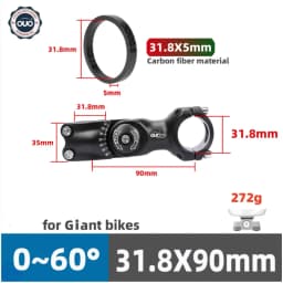 OUO Mtb Power For Giant OD2 31.8mm CNC Adjustable Bicycle Stem Riser 31.8mm Handlebar Stem Bicycle Fork Bike Table Takeaway