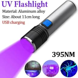 395nm LED UV Flashlight Type C Rechargeable Zoom Torch Light for Ink Dryer Money Fluorescer Detector UV Oil Curing Purple Light