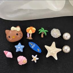 Summer Beach Ocean Theme Resin Shoe Charms Cute Hello Kitty Cat Starfish Shell Designs DIY Shoe Accessories Women Girls Gifts