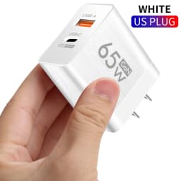 65W Type C USB GaN Charger US/EU Plug Quick Charge For iPhone Xiaomi Samsung Huawei Fast Charging 2 Ports Mobile Phone Adapter