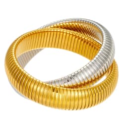 New 316L Stainless Steel Two Three Laps Elastic Charms Bracelet for Women Men Gold Color