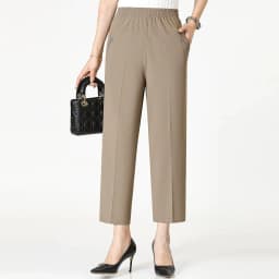 Extra Large Mom Summer Straight Pants Middle-Aged Women Elastic High Waist Grandma Ice Silk Cropped Pants Female Casual Pants
