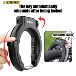 ETOOK Bicycle Horseshoe Lock Anti-Drill Bicycle Frame Wheel Clamp Lock Hardened Steel Anti-theft Bike Lock for 3" Fat Tire Bike