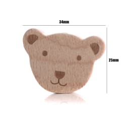 10Pcs Beech Beads Heart Butterfly Rainbow Elephant Flower Animal Wooden Beads for Bbay Chew Teether Beads Pacifier Clips Chain