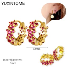 925 Silver Ear Needle Rose Red Hoop Earrings For Women Exquisite Water Drop/Flower/Heart Crystal Piercing Huggie Earring Jewelry