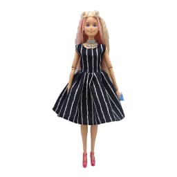 New 30cm 1/6 3 Colors Stripe Print Dress Doll Accessories Clothes for Barbies Doll