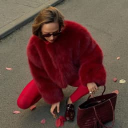 Neo Mint 2025 Ancora Red Christmas New Year Fur Coat Women Cropped Faux Fox Fur Jacket Chic Trendy Fluffy Furry Outerwear Female