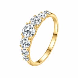 Bamoer Half Eternity Moissanite Ring Heart Setting D Color VVS1 EX Lab Diamond 925 Sterling Silver for Women Engagement Jewelry
