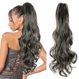 Synthetic Claw Ponytail Extensions 22inch Long Wavy Claw Clip Pony Tail Hairpieces for Women Girls Dairy Party Holiday
