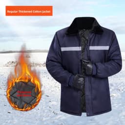 Men's Thickened Cotton Jacket Windproof Warm Winter Workwear Reflective Strip Cold-resistant Outdoor Labor Protection Cold St...