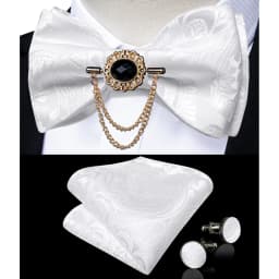 Exqusite Men's Self-tie Bowties Wedding Neck Ties For Man Accessories Cufflinks Hanky Brooch Set Red Black Yellow Blue Bowtie
