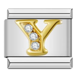 Hapiship Shiny CZ 26 Letters A-Z Italian Charms Gold Plated 9mm Stainless Steel Modular Bracelet DIY Jewelry DJ2479