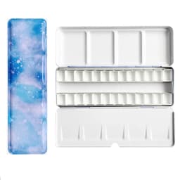 Empty Watercolor Palette Tin Color Mixing Palette Paint Storage Box Iron Paint Tray with Half/Full Pans For Painting