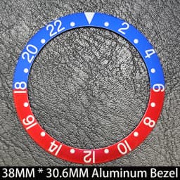 Sloping 38mm * 30.6mm Ceramic/Aluminum Blue Luminous Bezel GMT and Diving Watch Insert Fit for 40mm Watch Case Replacement Watch
