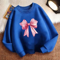 Pullover Crew Neck Fashion Pink Color Bow Design Y2k Hoodie Children's Sweatshirt Hoody Girls Kawaii Casual Hoodies