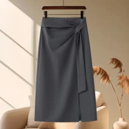 Gray Asymmetrical Mid-Length Skirt Women's Summer New High Waist Zipper Style Business Casual A-Line Skirt by Chinese Manufac...
