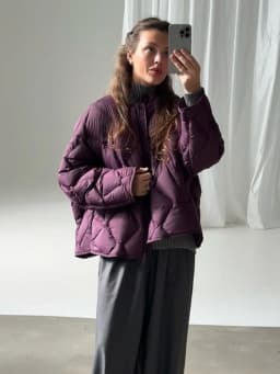 Solid Lightweight Quilted Warm Puffer Jacket Women Chic Crew Neck Zip Up Loose Cotton Padded Coat Winter Lady Daily Outfit 2026