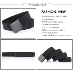 95cm-120cm Metal-free Elastic Belts for Men Women Hard Plastic Buckle Stretch Belt Male Trouser Girdles Waistband Black