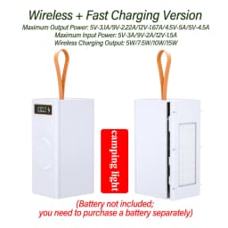 40 Cells 18650 DIY Power Bank Case Kit Detachable No Soldering Wireless Charge Camping Light Mobile Power Shell Without Battery