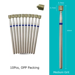 HYTOOS 10pcs/Pack Russian Diamond Nail Drill Bit 3.7*3.7mm Barrel Manicure Cuticle Burr Electric Drills Accessories Supplier