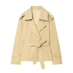 Women's Coat 2026 Autumn New Style Solid Color Long Sleeve Belted Short Trench Coat European and American Personalized Fashion