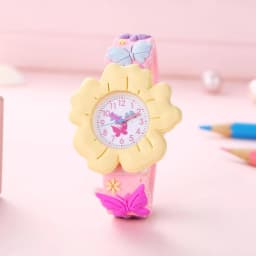 New Children's Flower Butterfly Cartoon Watch 3D Pattern PVC Soft Adhesive Skin friendly Children's Learning Watch