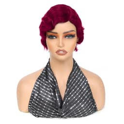 Short Finger Wavy Wig Curly Black Cute Wig Real African Black Wigs for Women Mommy Wig Is Looks Natural (1B Black)