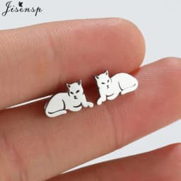 Cartoon Animal Earings Multiple Stainless Steel Cat Stud Earring for Women Girls Small Dog Paw Ear Studs Funny Jewelry Oorbellen