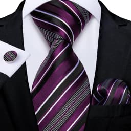 New Formal Ties Classic Blue Striped Necktie Handkerchief Cufflinks Gift For Men Wedding Tie Cravate Gravatas