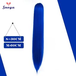 Snoya 60cm/30cm Synthetic Versatile Long Straight Claw Clip Ponytail Extensions for Ancient Costume Design Red Purple Pink Blue