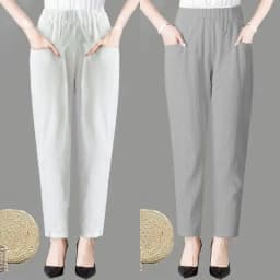 Large Size Korean Casual Thin Cotton Linen Pants Women Spring Summer Elastic Waist Ankle-Length Pants Woman Harem Trousers
