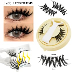 2 Pairs Magnetic Eyelash Natural Look Fluffy False Eyelashes Reusable Magnetic Eyelash Set with Applicator No Glue Need Makeup