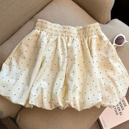 2026 Summer New Womens Sweet Polka Dot Bubble Shorts High Waist Puffy Anti-Exposure Safety Shorts with Pockets Cute Casual Pants