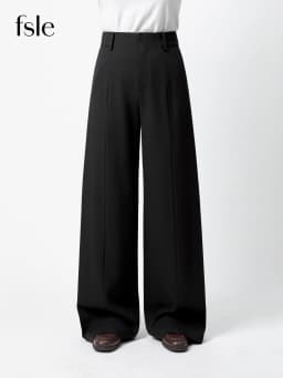 FSLE 2026 Spring Women's Wide Leg Trousers Wool Blend Acetate Pants High Waist Office Chic Pant Versatile Minimalist Soft Pants